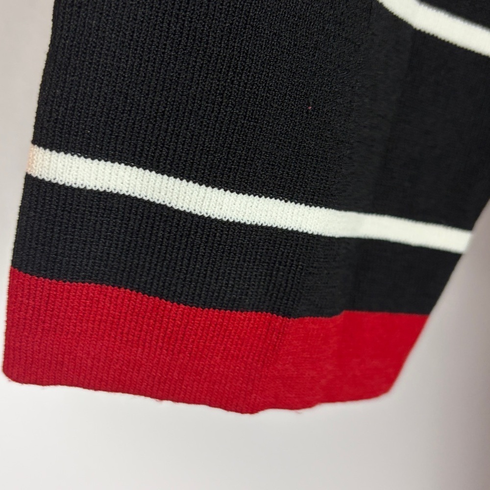 Rossi Classic Striped 3/4 Sleeve Boat Neck Nylon Blend Knit Top XL Black White - Picture 9 of 13